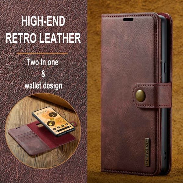 DG.MING 2-in-1 Magnet Wallet Google Pixel 7 Pro Red