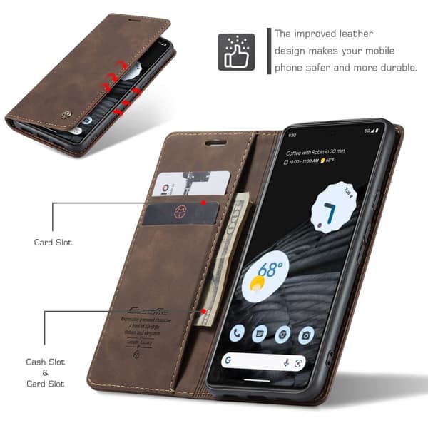 CaseMe Slim Plånboksfodral Google Pixel 7 Brun