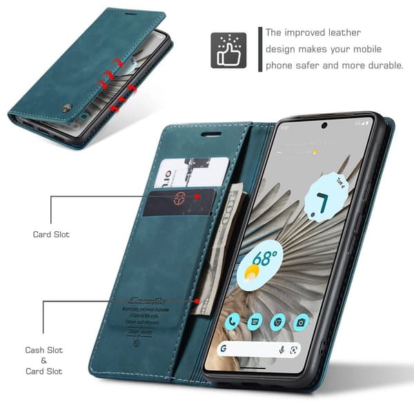 CaseMe Slim Plånboksfodral Google Pixel 7 Pro Blå
