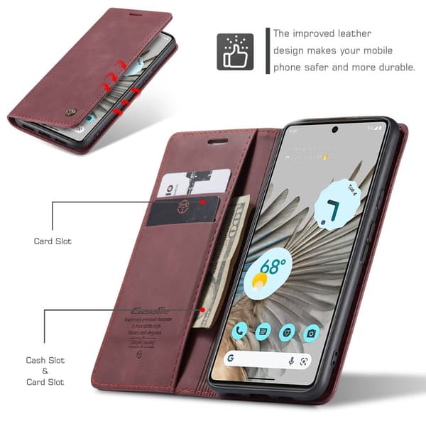 CaseMe Slim Plånboksfodral Google Pixel 7 Pro Röd