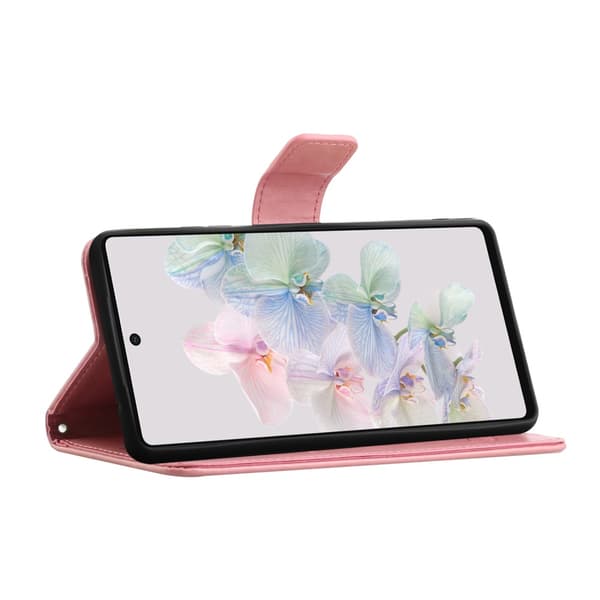 Läderfodral Fjärilar Google Pixel 7a Rosa