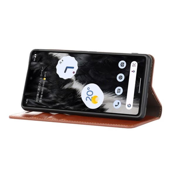 Mobilfodral Google Pixel 7a Äkta Läder Brun