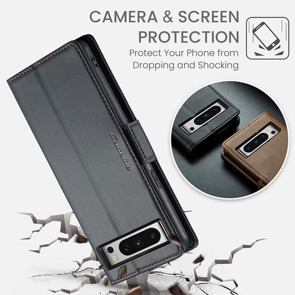 CaseMe Slim Plånboksfodral RFID-skydd Google Pixel 8 Pro Svart
