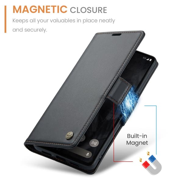 CaseMe Slim Plånboksfodral RFID-skydd Google Pixel 8 Pro Svart