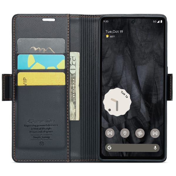 CaseMe Slim Plånboksfodral RFID-skydd Google Pixel 8 Pro Svart