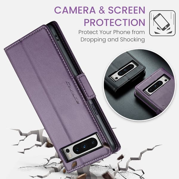 CaseMe Slim Plånboksfodral RFID-skydd Google Pixel 8 Pro Lila