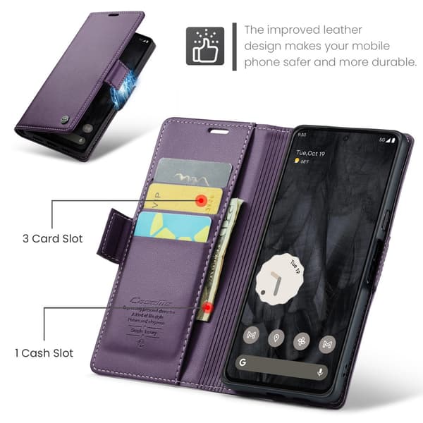 CaseMe Slim Plånboksfodral RFID-skydd Google Pixel 8 Pro Lila