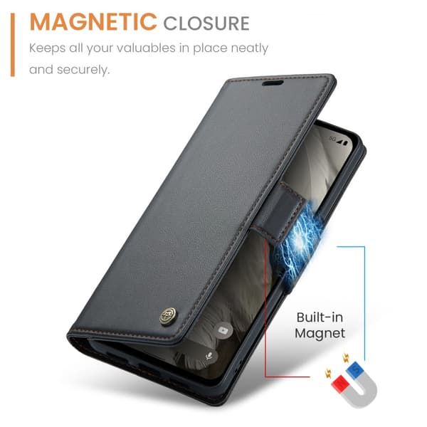 CaseMe Slim Plånboksfodral RFID-skydd Google Pixel 8 Svart