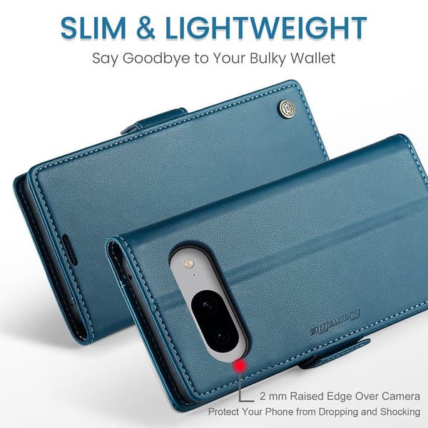 CaseMe Slim Plånboksfodral RFID-skydd Google Pixel 8 Blå