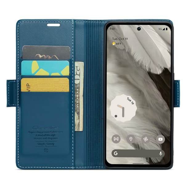 CaseMe Slim Plånboksfodral RFID-skydd Google Pixel 8 Blå