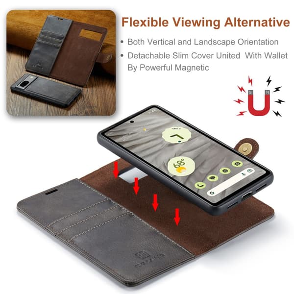 DG.MING 2-in-1 Magnet Wallet Google Pixel 7a Brown