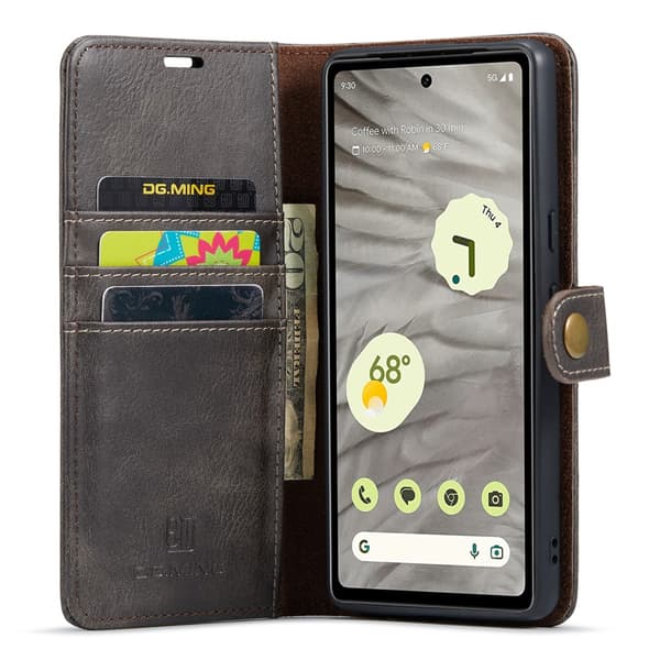 DG.MING 2-in-1 Magnet Wallet Google Pixel 7a Brown