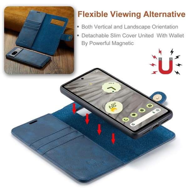 DG.MING 2-in-1 Magnet Wallet Google Pixel 7a Blue