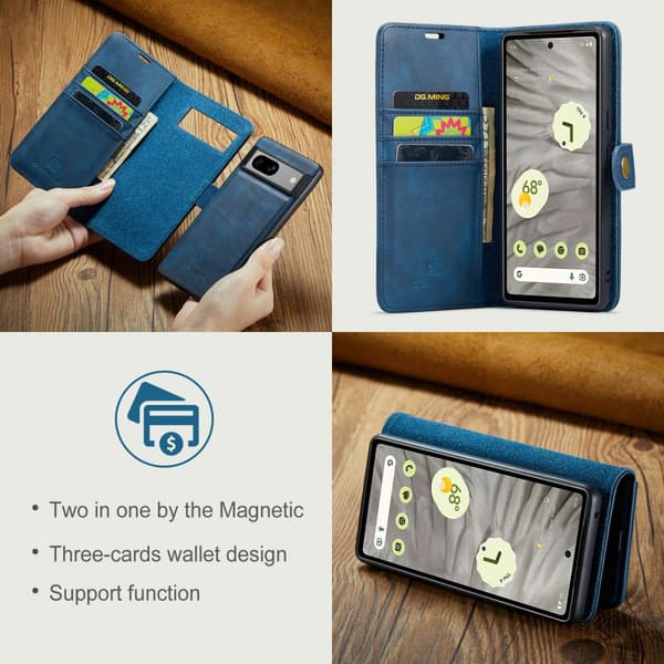 DG.MING 2-in-1 Magnet Wallet Google Pixel 7a Blue