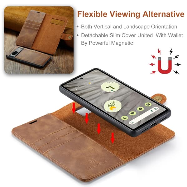 DG.MING 2-in-1 Magnet Wallet Google Pixel 7a Cognac