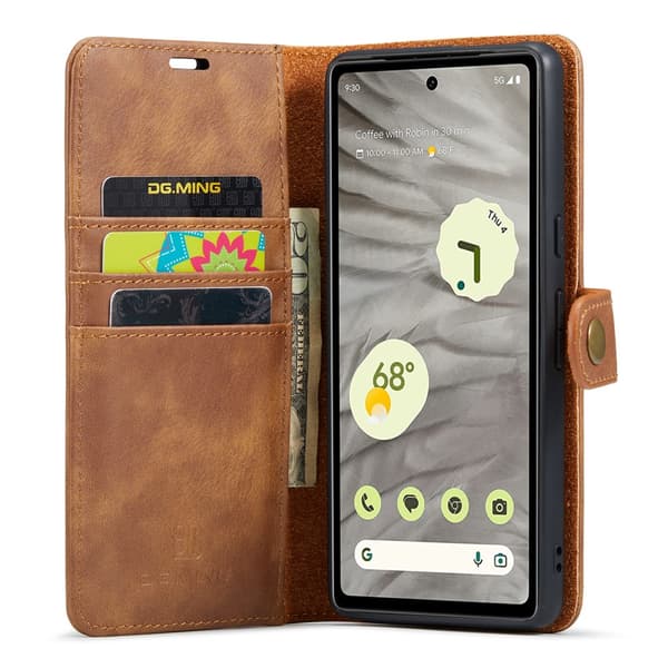 DG.MING 2-in-1 Magnet Wallet Google Pixel 7a Cognac