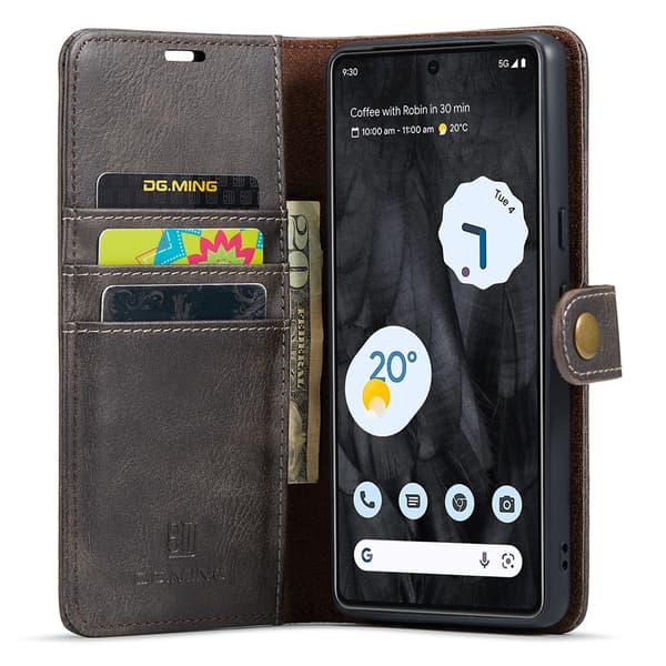 DG.MING 2-in-1 Magnet Wallet Google Pixel 8 Pro Brown