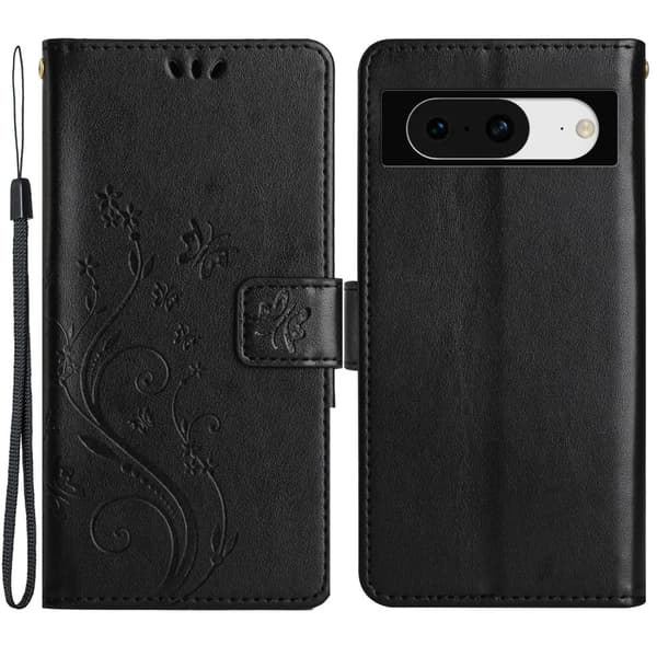 Läderfodral Fjärilar Google Pixel 8 Svart