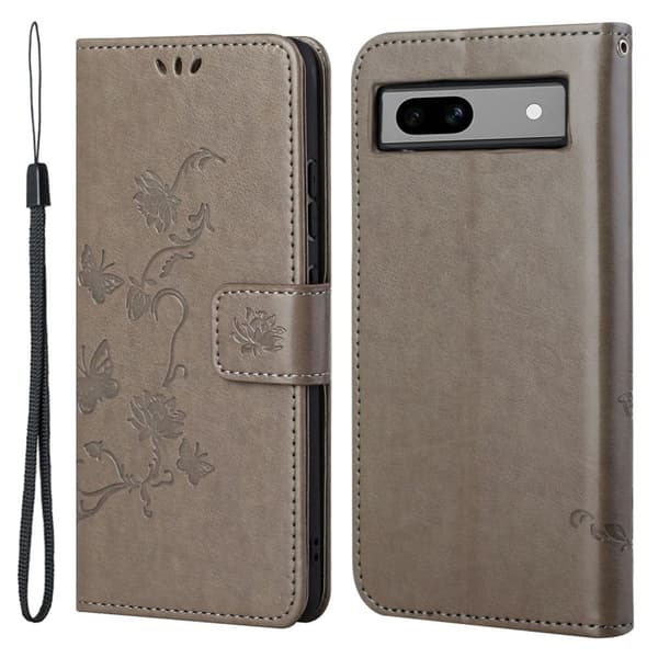 Läderfodral Fjärilar Google Pixel 8a Grå