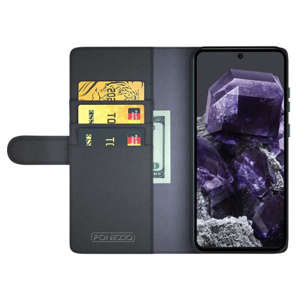 Äkta Läderfodral Google Pixel 8a Svart