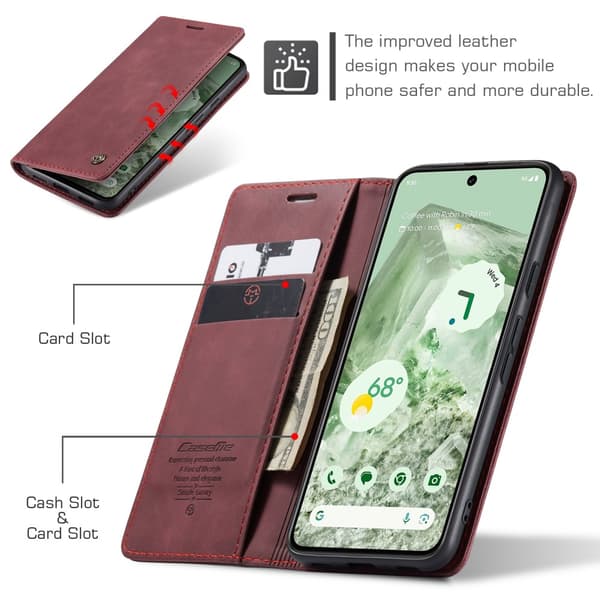 CaseMe Slim Plånboksfodral Google Pixel 8a Röd