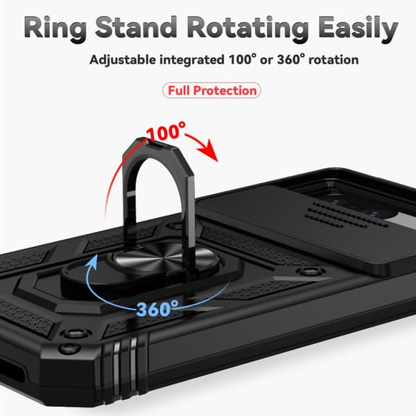Hybridskal Google Pixel 8a Ring + Kameraskydd Svart