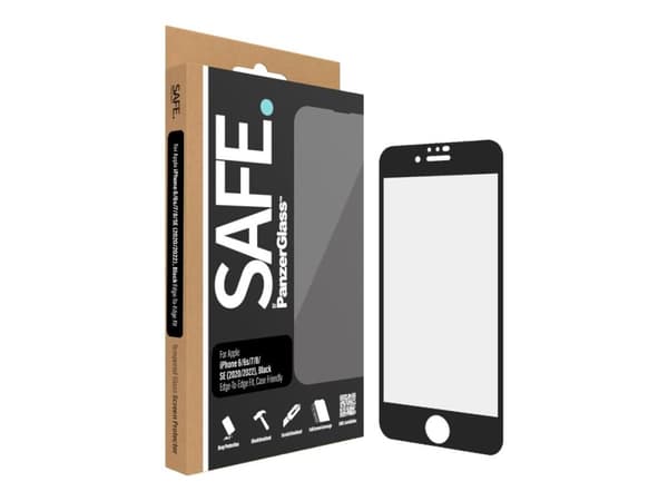 PanzerGlass SAFE. by PanzerGlass Skærmbeskytter Sort Transparent Apple iPhone 6, 6s, 7, 8 (4.7 tommer), SE (2. generation), SE (3rd generation)