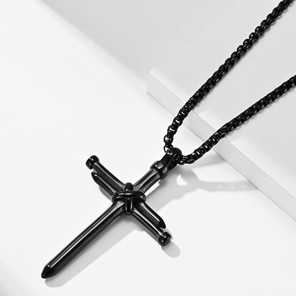 Meningsfullt och Stilrent Kors Halsband i Rostfritt Stål