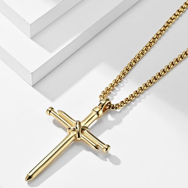 Meningsfullt och Stilrent Kors Halsband i Rostfritt Stål