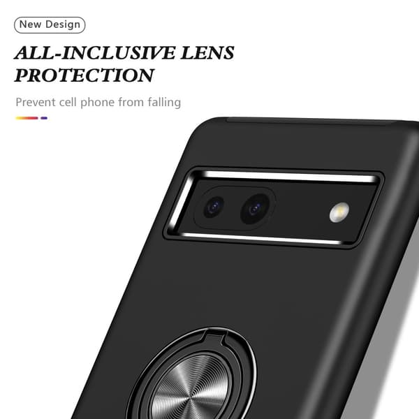Til Google Pixel 8a Fingerring Kickstand Hybrid Taske - Sort