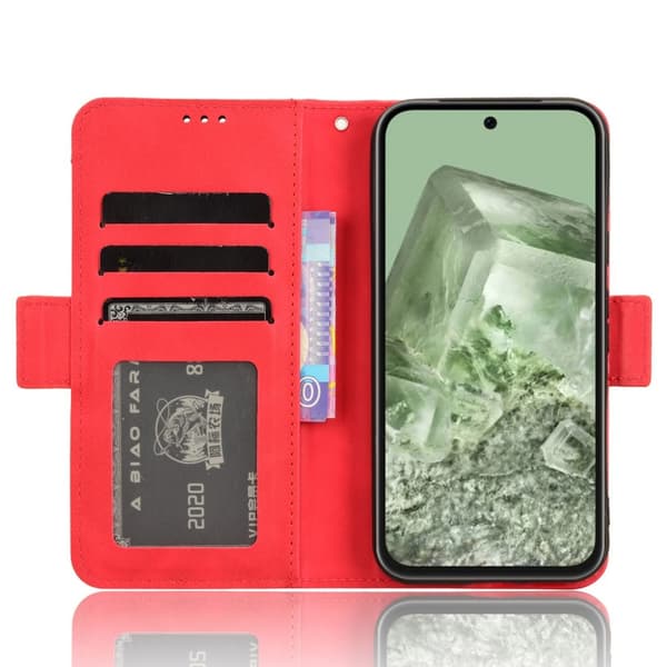 Till Google Pixel 8a Plånboksfodral med korthållare - Röd