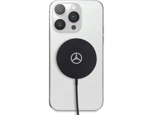 Mercedes stora silverlogotyp - MagSafe 15W induktiv laddare (svart)