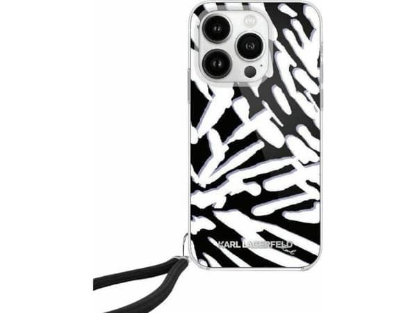 Dėklas Karl Lagerfeld KLHCP15XHZBPKCCK iPhone 15 Pro Max 6,7" juoda/juodas hardcase IML Zebra Pattern & Cord