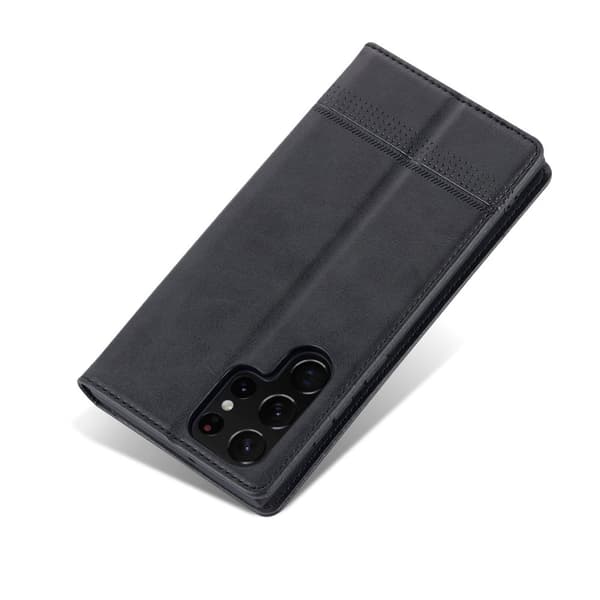 S24 Ultra -  Magnetisk PU-läder + Mjuk TPU-korthållare Stativfodral