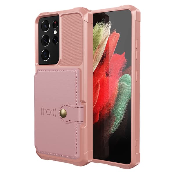 Samsung Galaxy S21 Ultra - Elegant Smidigt Skal med Korthållare