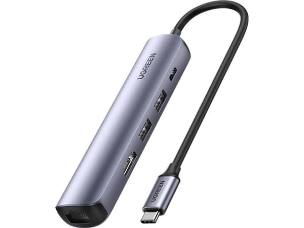 HUB USB Ugreen Hub / Adapter Ugreen Revodok CM418 USB-C do 2x USB, HDMI 4K 30 Hz, RJ45 1Gbps, PD 100W (szary)