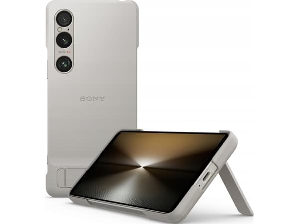 Sony Style Cover XQZ-CBEC - Takakansi matkapuhelimelle - jalustalla ja rengashihnalla - polykarbonaatti, polyuretaani - platinahopea - XPERIA 1 VI:ll