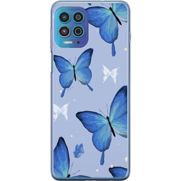 Mobildeksel til Motorola Moto G100 med Blå sommerfugler motiv