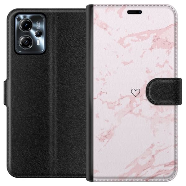 Lommeboketui til Motorola Moto G13 med Rosa Hjerte motiv