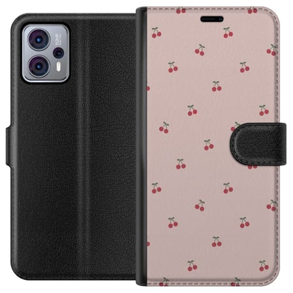 Tegnebogsetui til Motorola Moto G23 med Kirsebær motiv