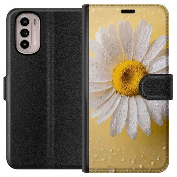 Lompakkokotelo Motorola Moto G31-laitteelle, jossa on Posliinikukka kuvio