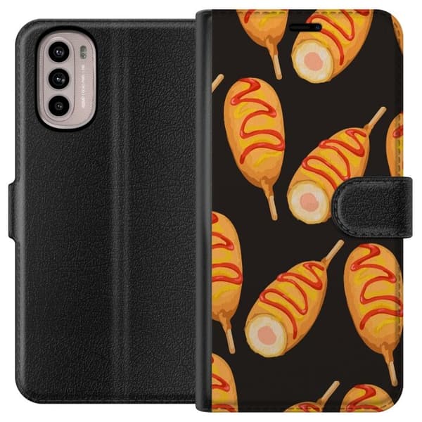 Tegnebogsetui til Motorola Moto G31 med Kyllingedrumstick motiv