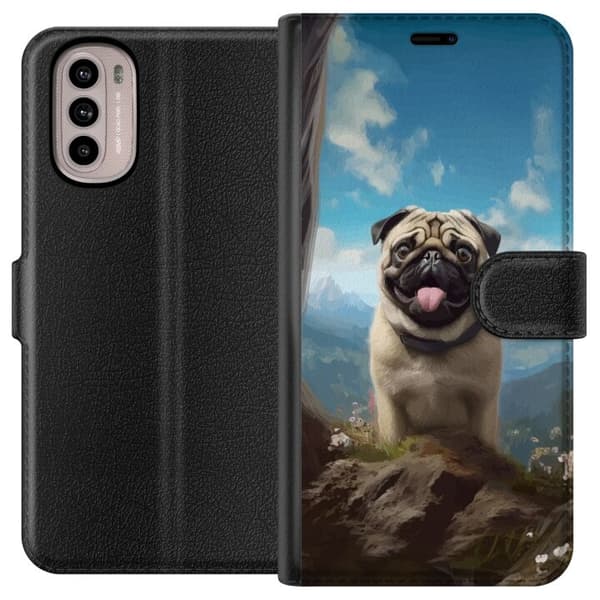 Lompakkokotelo Motorola Moto G31-laitteelle, jossa on Iloinen Koira kuvio