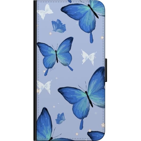Lompakkokotelo Huawei P smart-laitteelle, jossa on Sinisiä perhosia kuvio