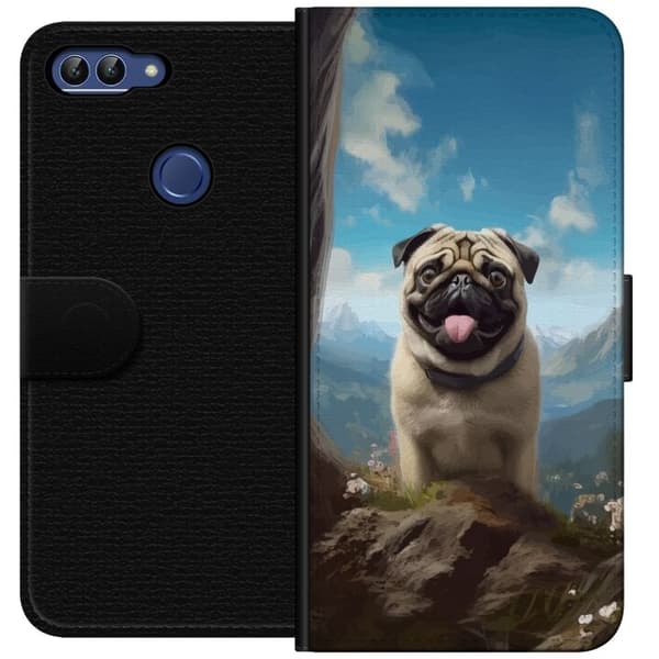 Lommeboketui til Huawei P smart med Glad Hund motiv