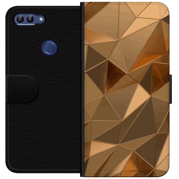 Tegnebogsetui til Huawei P smart med 3D Guld motiv