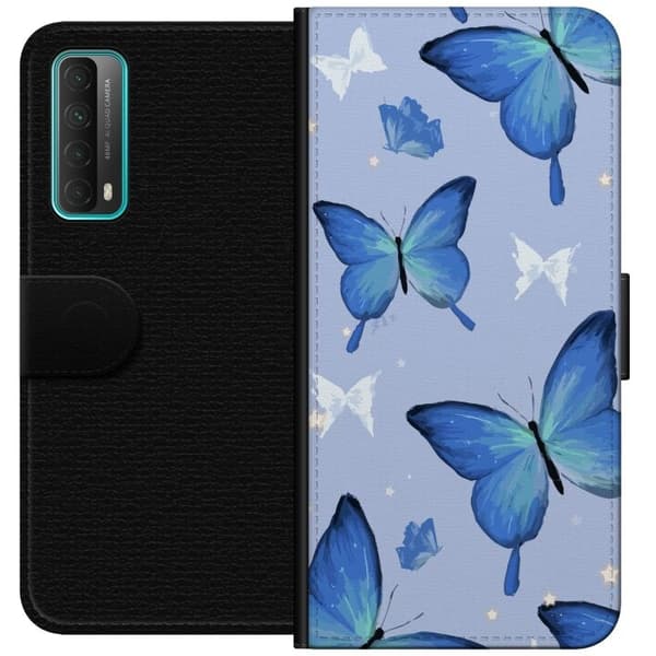 Plånboksfodral till Huawei P smart 2021 med Blå fjärillar motiv