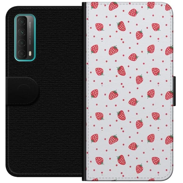 Lompakkokotelo Huawei P smart 2021-laitteelle, jossa on Mansikat kuvio