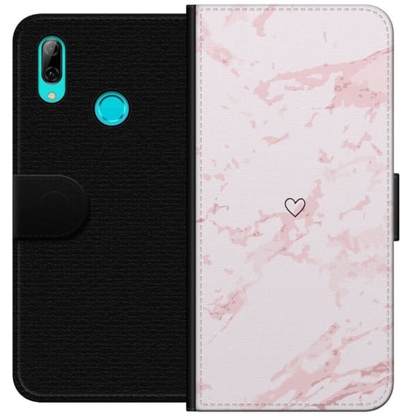Lompakkokotelo Huawei P smart 2019-laitteelle, jossa on Roosa Sydän kuvio
