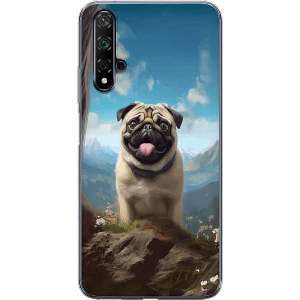 Kännykkäkuori Huawei nova 5T-laitteelle, jossa on Iloinen Koira kuvio